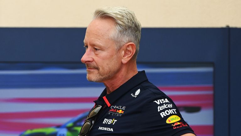 BAHRAIN INTERNATIONAL CIRCUIT, BAHRAIN - MARCH 01: Helmut Marko, Consultant, Red Bull Racing, with Jonathan Wheatley, Team Manager, Red Bull Racing during the Bahrain GP at Bahrain International Circuit on Friday March 01, 2024 in Sakhir, Bahrain. (Photo by Mark Sutton / Sutton Images)