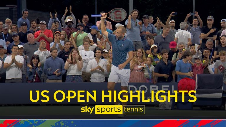 Highlights from the second round US Open match between Dan Evans and Mariano Navone.